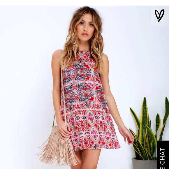 DESIGN MAJOR RED PRINT SWING DRESS - Picture 1 of 7